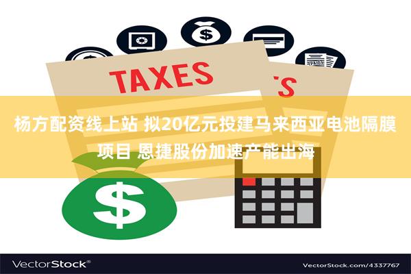 杨方配资线上站 拟20亿元投建马来西亚电池隔膜项目 恩捷股份加速产能出海