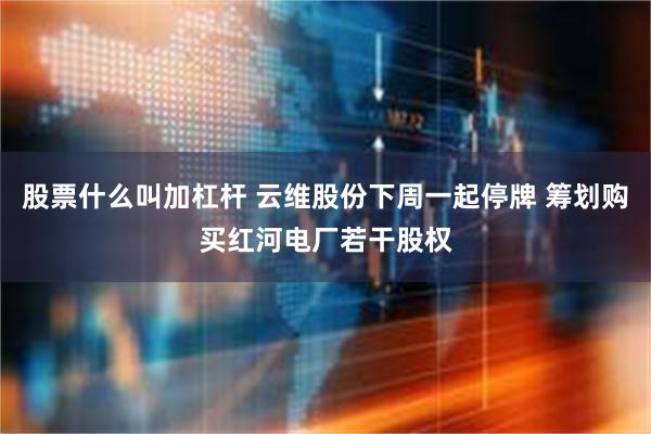 股票什么叫加杠杆 云维股份下周一起停牌 筹划购买红河电厂若干股权