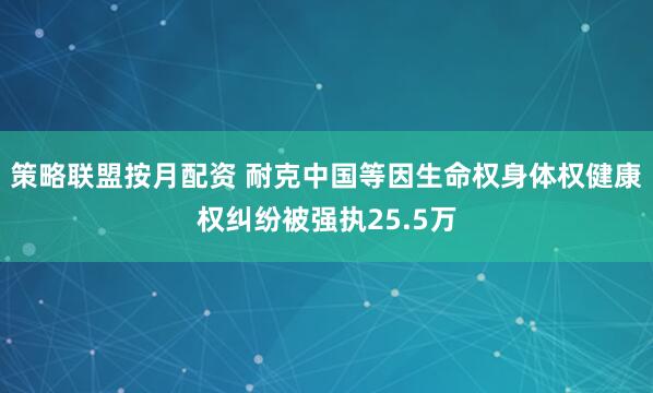 策略联盟按月配资 耐克中国等因生命权身体权健康权纠纷被强执25.5万