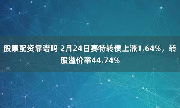 股票配资靠谱吗 2月24日赛特转债上涨1.64%，转股溢价率44.74%