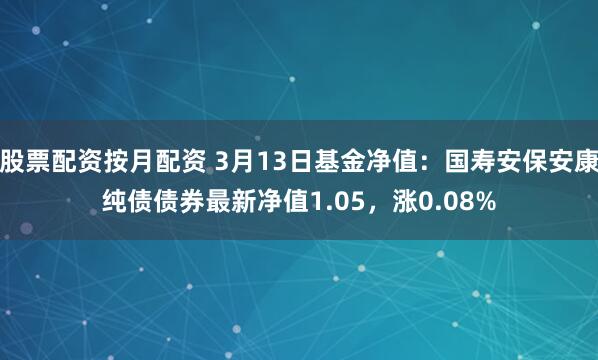 股票配资按月配资 3月13日基金净值：国寿安保安康纯债债券最新净值1.05，涨0.08%